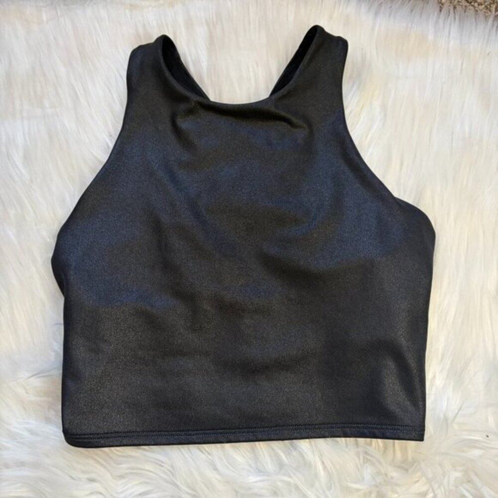 Athleta Black Sparkle Crop Top Sports Bra Women's XS